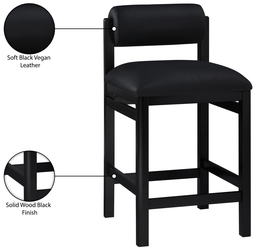 Roundhill Vegan Leather Upholstered Counter Stool — 11089-C - Black - 11089Black-C Infographic