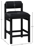 Roundhill Vegan Leather Upholstered Counter Stool — 11089-C - Black - 11089Black-C Dim