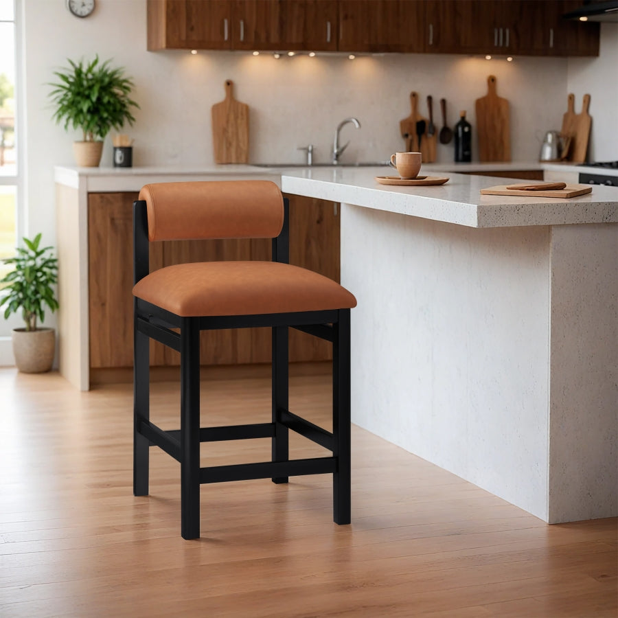 Roundhill Vegan Leather Upholstered Counter Stool — 11089-C - Cognac - 11089Cognac-C alternate view 1