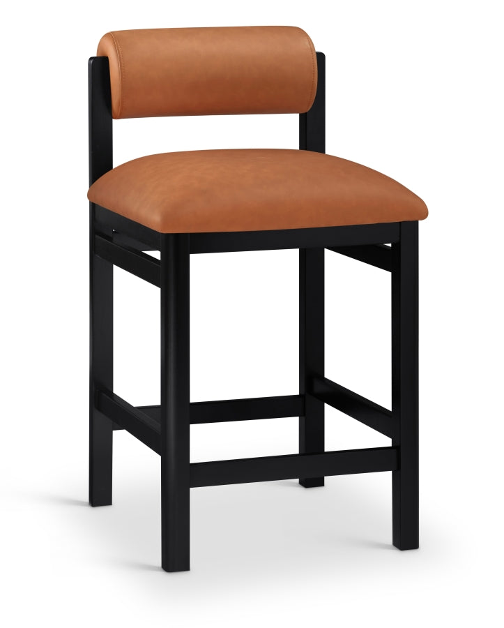 Roundhill Vegan Leather Upholstered Counter Stool — 11089-C - Cognac - 11089Cognac-C