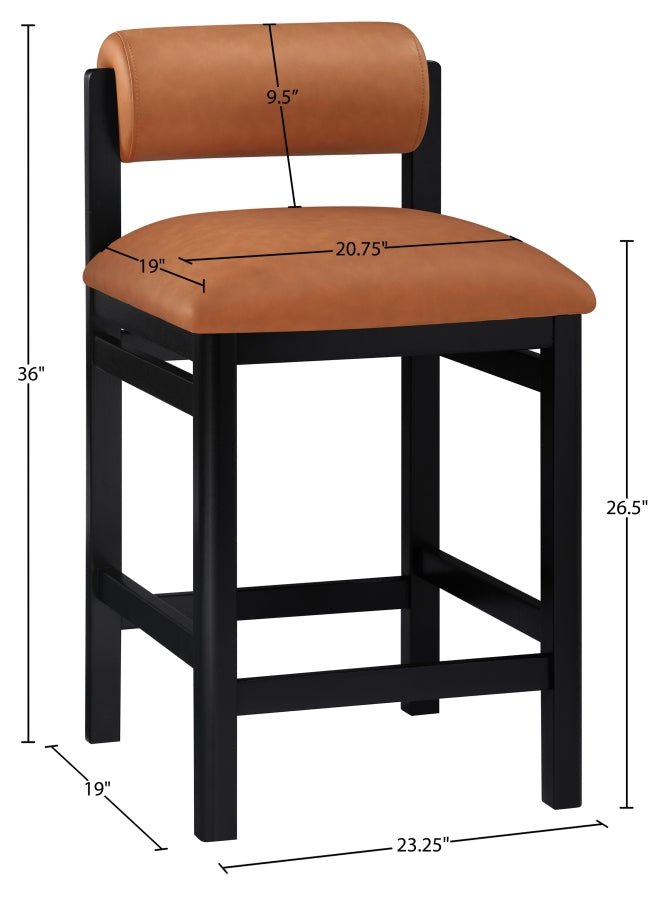 Roundhill Vegan Leather Upholstered Counter Stool — 11089-C - Cognac - 11089Cognac-C Dim
