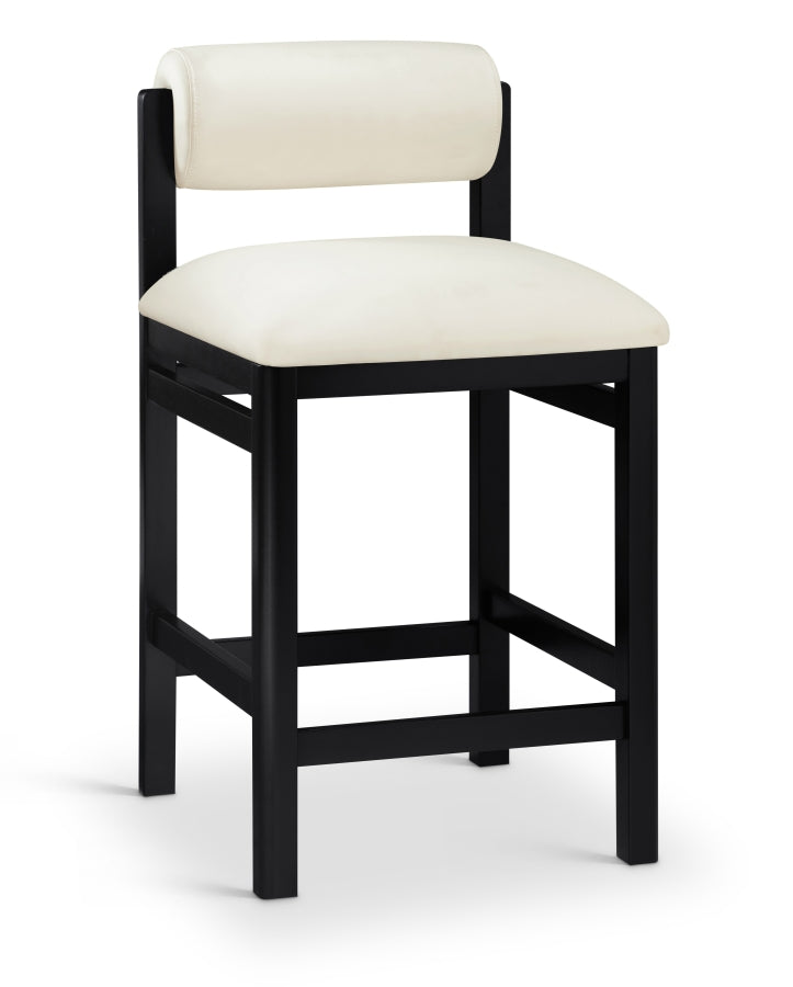 Roundhill Vegan Leather Upholstered Counter Stool — 11089-C - Cream - 11089Cream-C