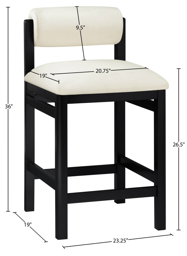 Roundhill Vegan Leather Upholstered Counter Stool — 11089-C - Cream - 11089Cream-C Dim