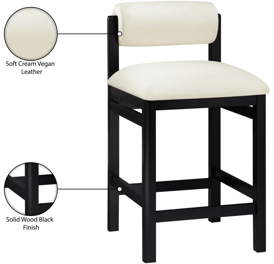 Roundhill Vegan Leather Upholstered Counter Stool — 11089-C - Cream - 11089Cream-C Infographic