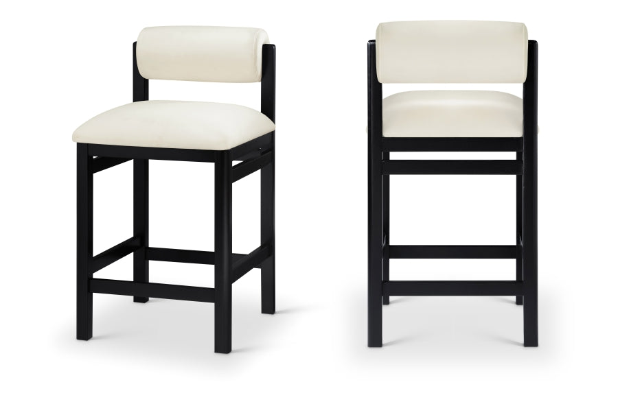 Roundhill Vegan Leather Upholstered Counter Stool — 11089-C - Cream - 11089Cream-C Double Chair
