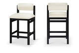 Roundhill Vegan Leather Upholstered Counter Stool — 11089-C - Cream - 11089Cream-C Double Chair