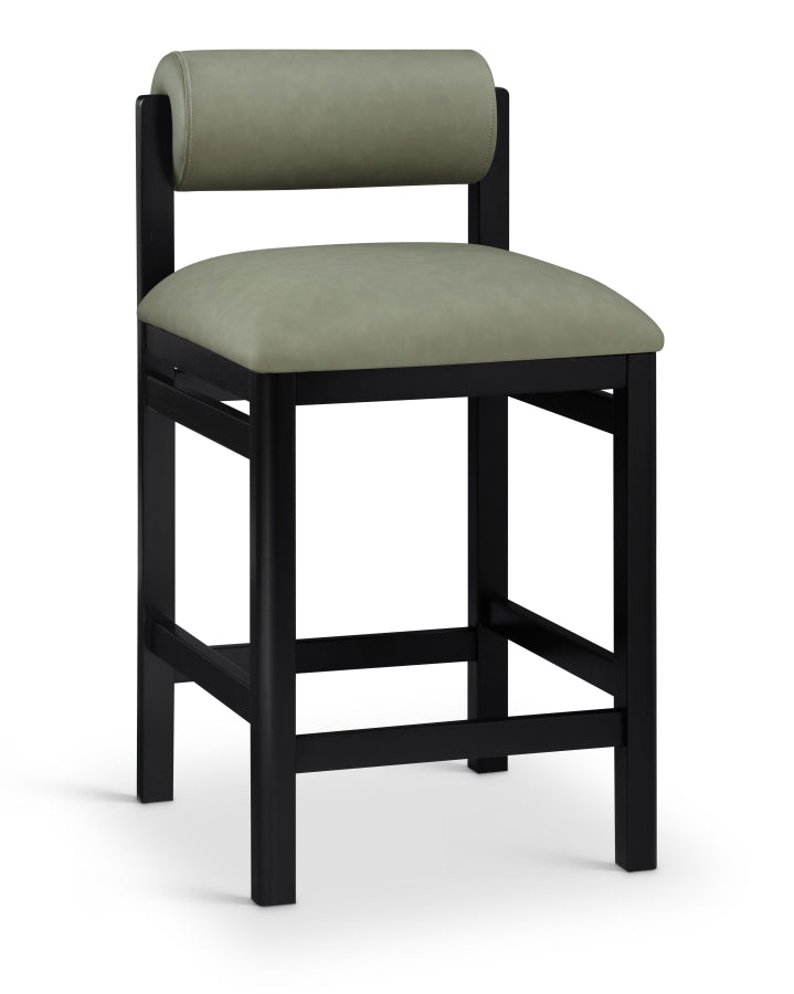 Roundhill Vegan Leather Upholstered Counter Stool — 11089-C - Green - 11089Green-C