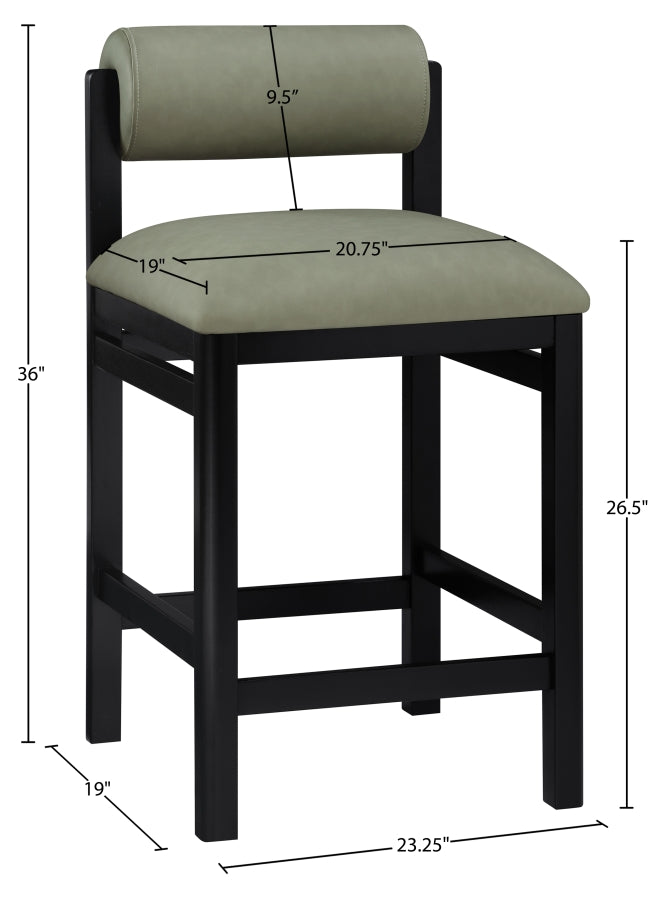 Roundhill Vegan Leather Upholstered Counter Stool — 11089-C - Green - 11089Green-C Dim