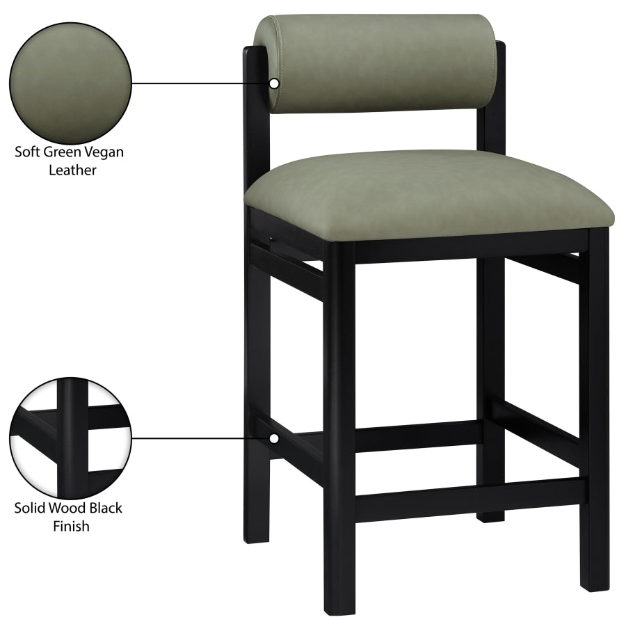 Roundhill Vegan Leather Upholstered Counter Stool — 11089-C - Green - 11089Green-C Infographic