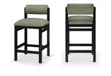 Roundhill Vegan Leather Upholstered Counter Stool — 11089-C - Green - 11089Green-C Double Chair