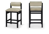 Roundhill Vegan Leather Upholstered Counter Stool — 11089-C - Taupe - 11089Taupe-C Double Chair