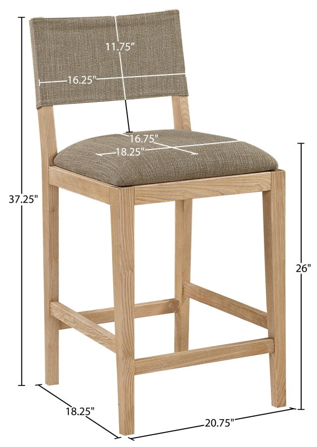 Avon Linen Textured Performance Fabric Counter Stool — 88012-C - Brown - 88012Brown-C Dim