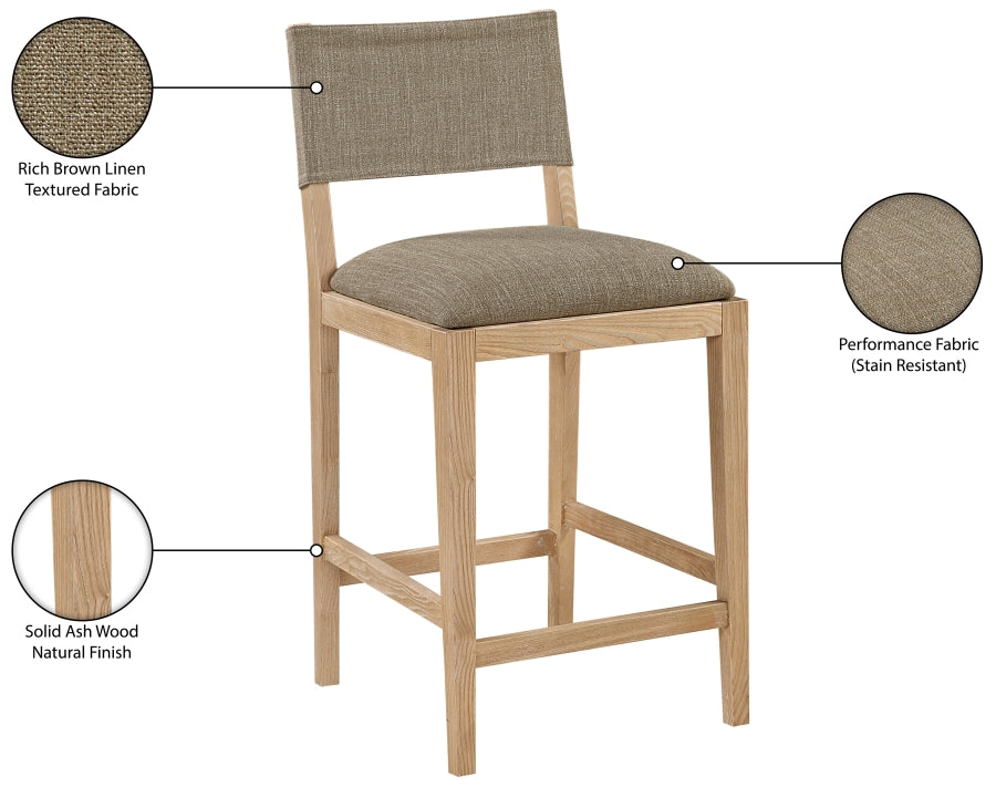 Avon Linen Textured Performance Fabric Counter Stool — 88012-C - Brown - 88012Brown-C Infographic