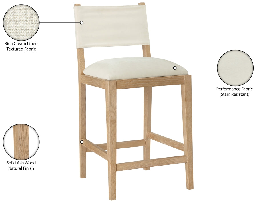 Avon Linen Textured Performance Fabric Counter Stool — 88012-C - Cream - 88012Cream-C Infographic
