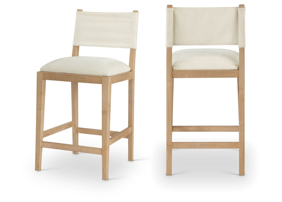 Avon Linen Textured Performance Fabric Counter Stool — 88012-C - Cream - 88012Cream-C Double Chair