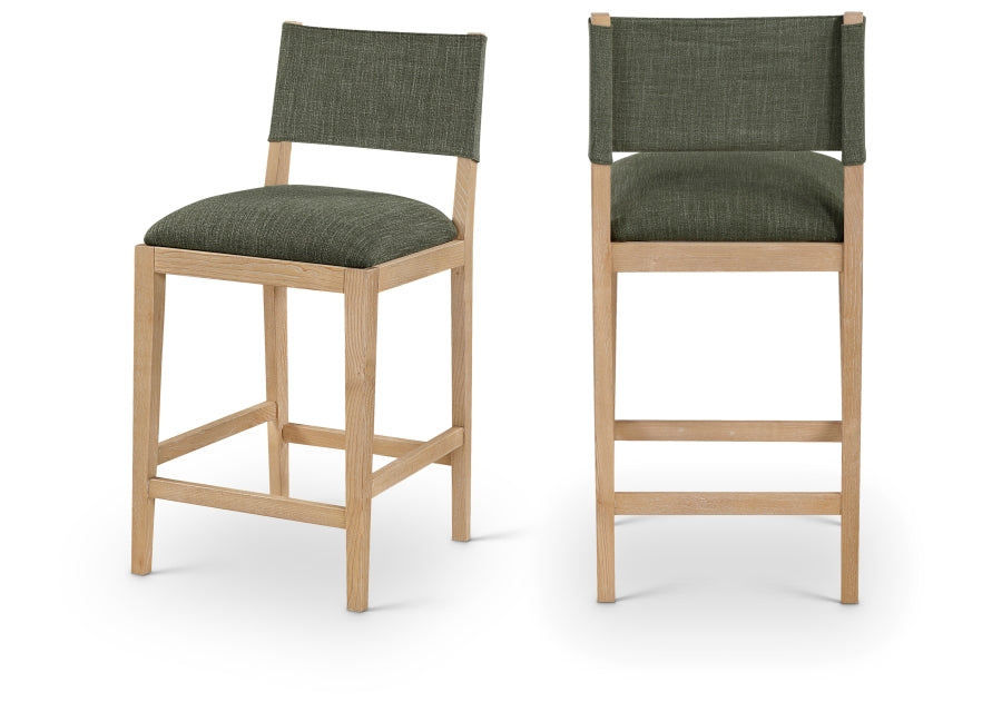 Avon Linen Textured Performance Fabric Counter Stool — 88012-C - Olive - 88012Olive-C Double Chair