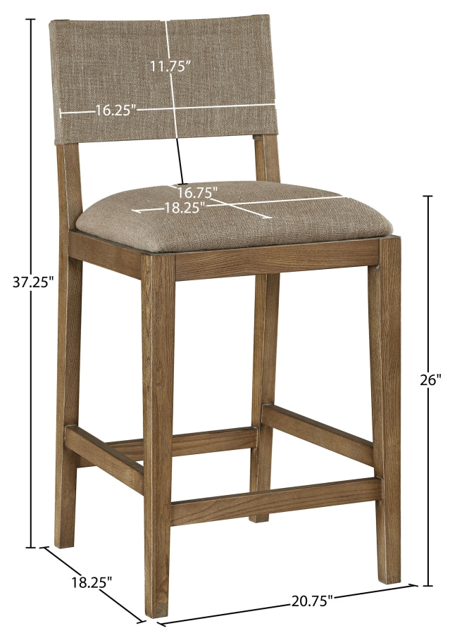 Avon Linen Textured Performance Fabric Counter Stool — 88015-C - Brown - 88015Brown-C Dim
