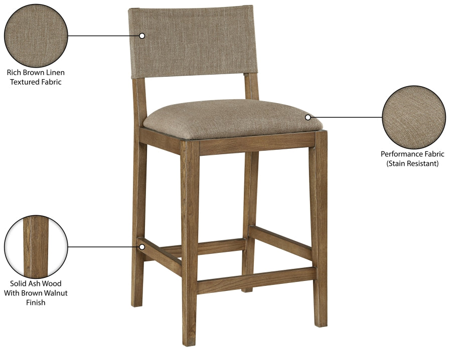 Avon Linen Textured Performance Fabric Counter Stool — 88015-C - Brown - 88015Brown-C Infographic
