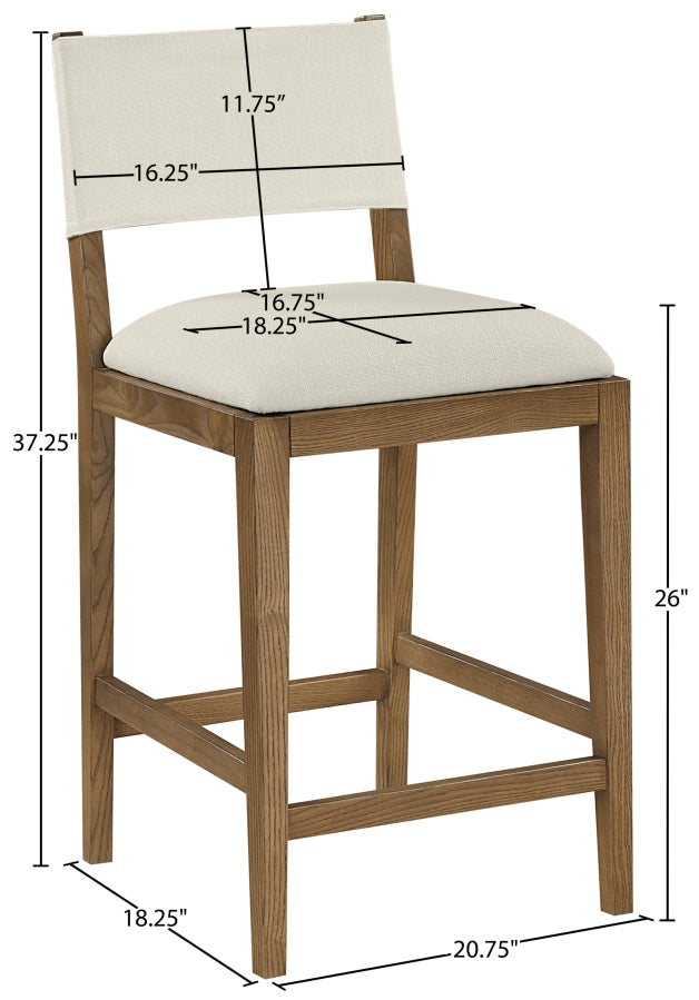 Avon Linen Textured Performance Fabric Counter Stool — 88015-C - Cream - 88015Cream-C Dim