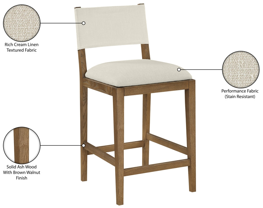 Avon Linen Textured Performance Fabric Counter Stool — 88015-C - Cream - 88015Cream-C Infographic