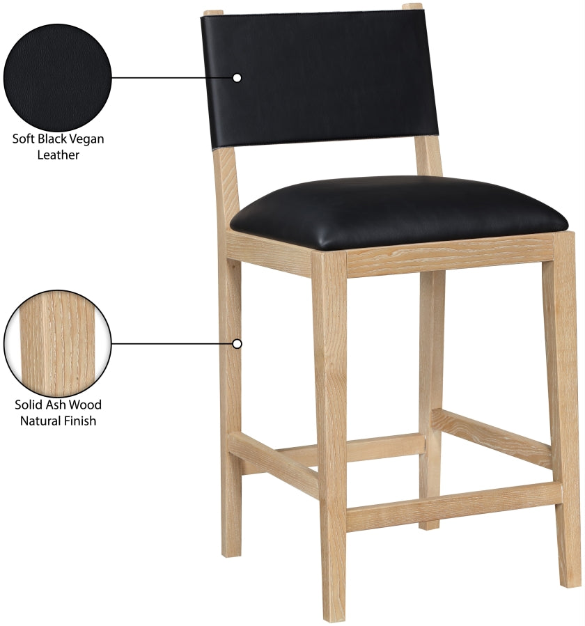 Avon Vegan Leather Counter Stool — 88017-C - Black - 88017Black-C Infographic