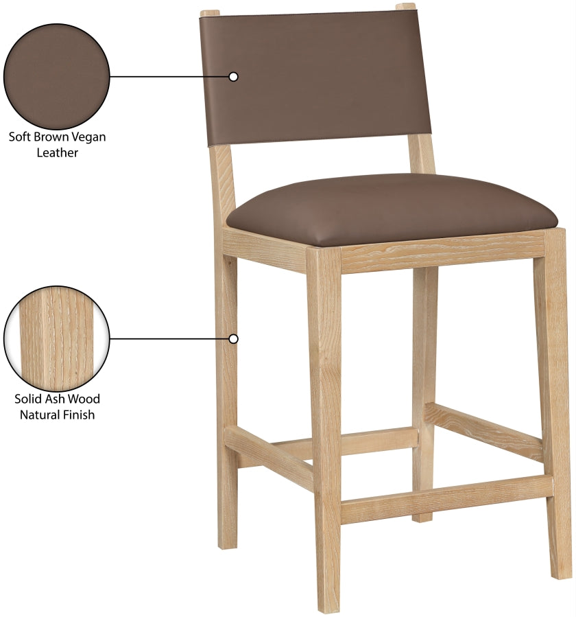 Avon Vegan Leather Counter Stool — 88017-C - Brown - 88017Brown-C Infographic