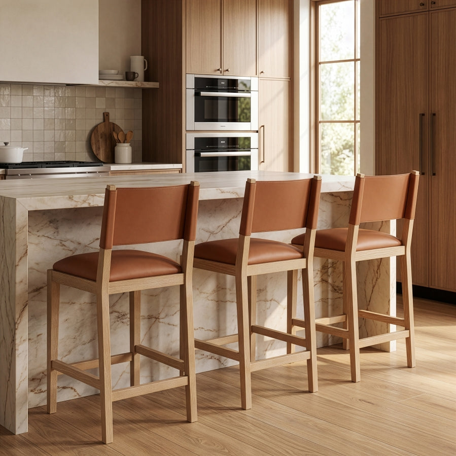 Avon Vegan Leather Counter Stool — 88017-C - Cognac - 88017Cognac-C alternate view 1