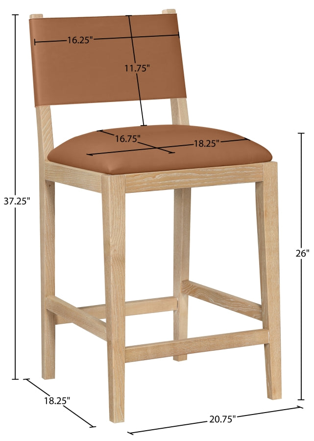 Avon Vegan Leather Counter Stool — 88017-C - Cognac - 88017Cognac-C Dim