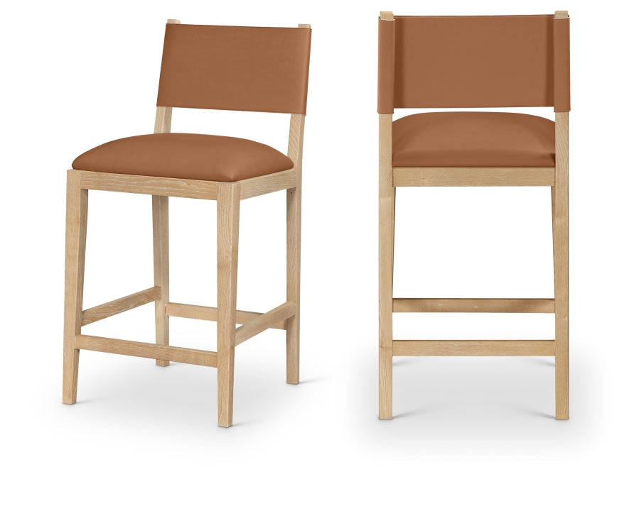 Avon Vegan Leather Counter Stool — 88017-C - Cognac - 88017Cognac-C Double Chair