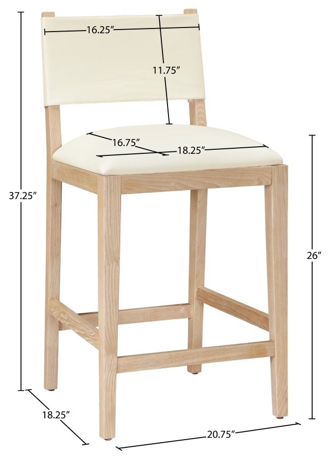 Avon Vegan Leather Counter Stool — 88017-C - Cream - 88017Cream-C Dim