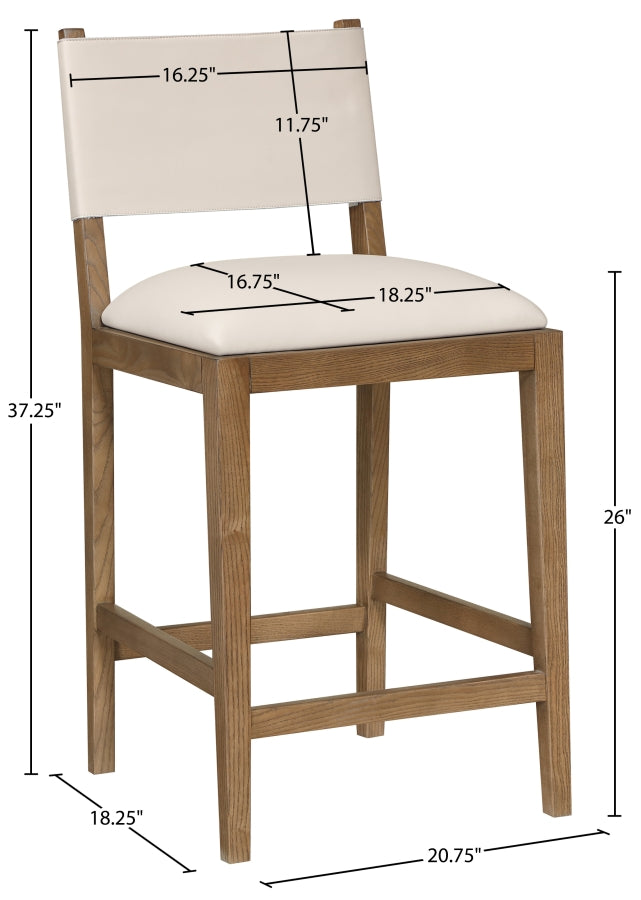 Avon Vegan Leather Counter Stool — 88019-C - Beige - 88019Beige-C Dim