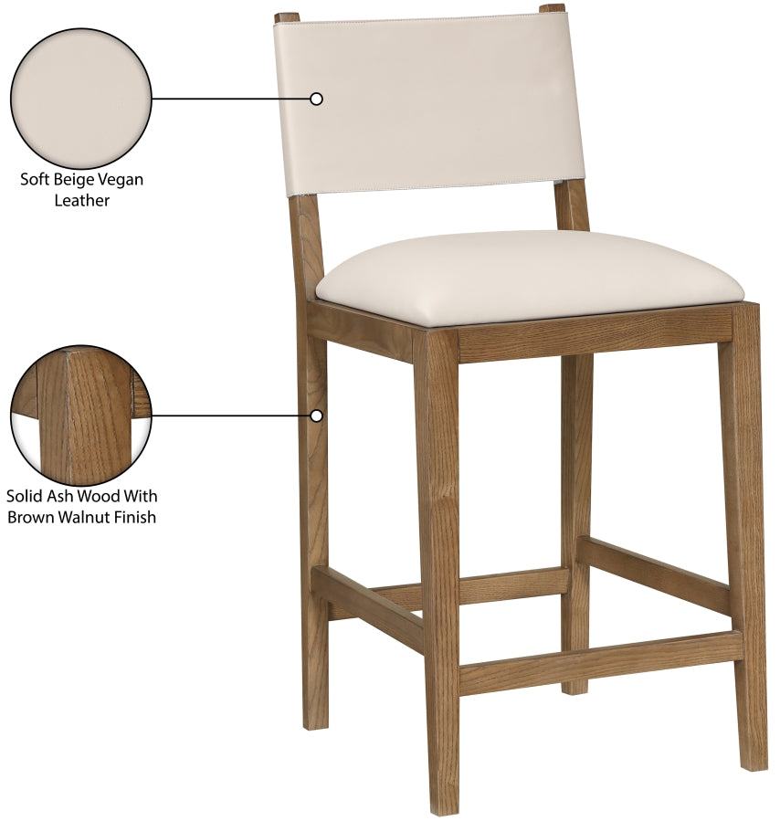 Avon Vegan Leather Counter Stool — 88019-C - Beige - 88019Beige-C Infographic