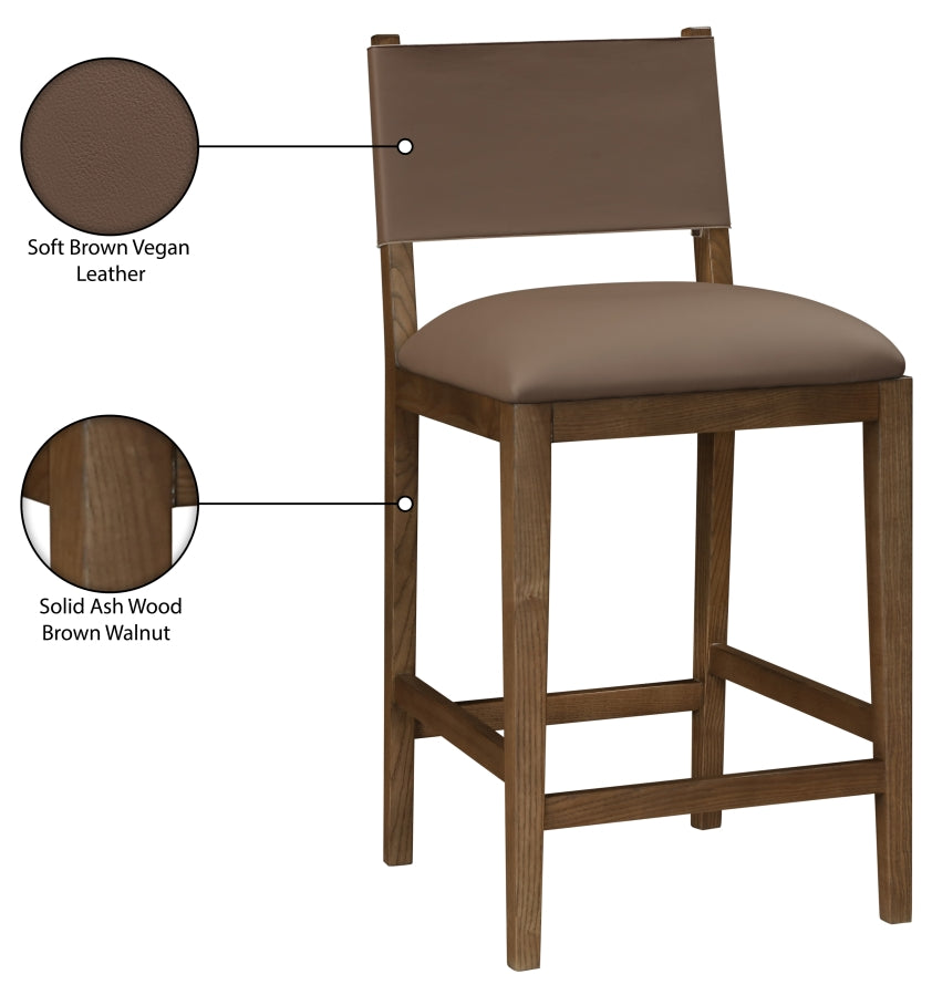 Avon Vegan Leather Counter Stool — 88019-C - Brown - 88019Brown-C Infographic