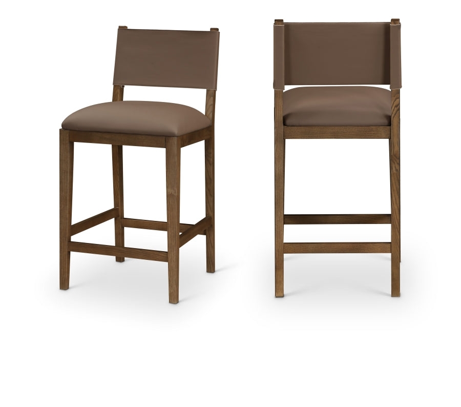Avon Vegan Leather Counter Stool — 88019-C - Brown - 88019Brown-C Double Chair