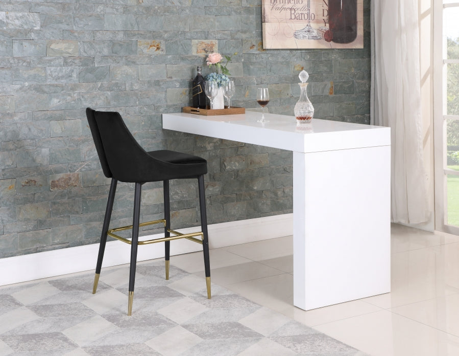 Sleek Velvet Upholstered Bar Stool — 960-C - Black - 960Black-C alternate view 2