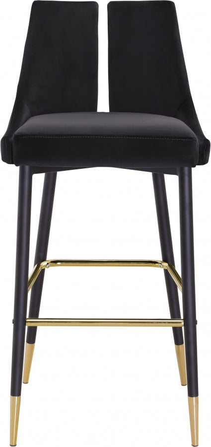 Sleek Velvet Upholstered Bar Stool — 960-C - Black - 960Black-C alternate view 5