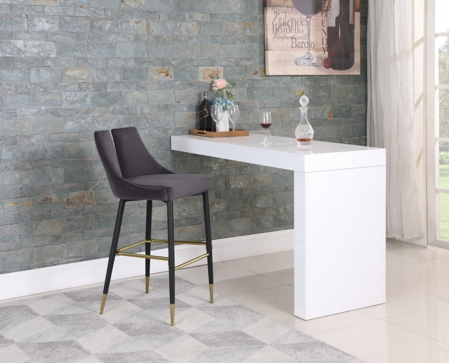 Sleek Velvet Upholstered Bar Stool — 960-C - Grey - 960Grey-C alternate view 1