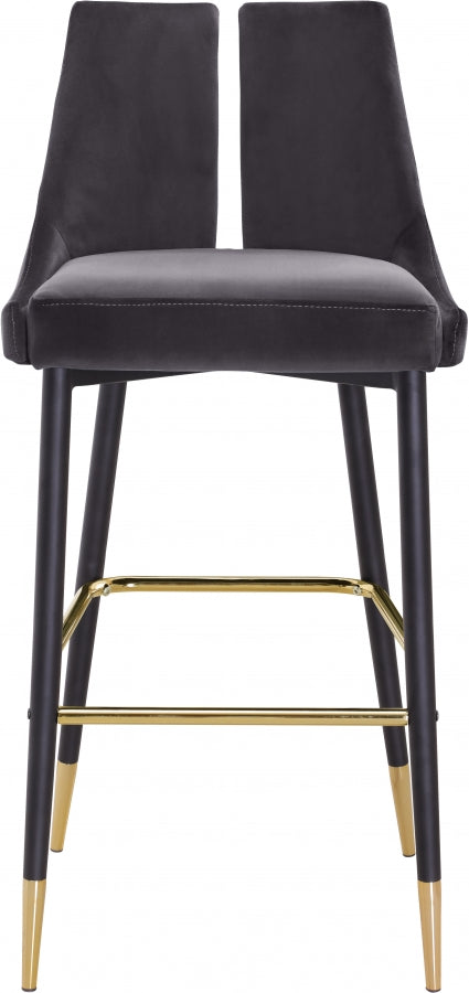 Sleek Velvet Upholstered Bar Stool — 960-C - Grey - 960Grey-C alternate view 5