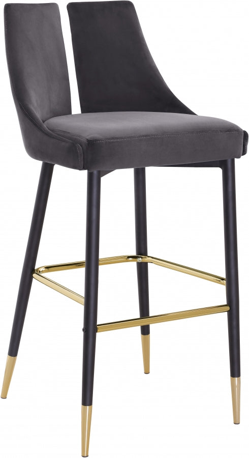 Sleek Velvet Upholstered Bar Stool — 960-C - Grey - 960Grey-C