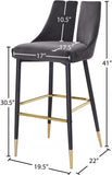 Sleek Velvet Upholstered Bar Stool — 960-C - Grey - 960Grey-C Dim