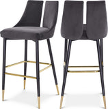 Sleek Velvet Upholstered Bar Stool — 960-C - Grey - 960Grey-C Double Chair
