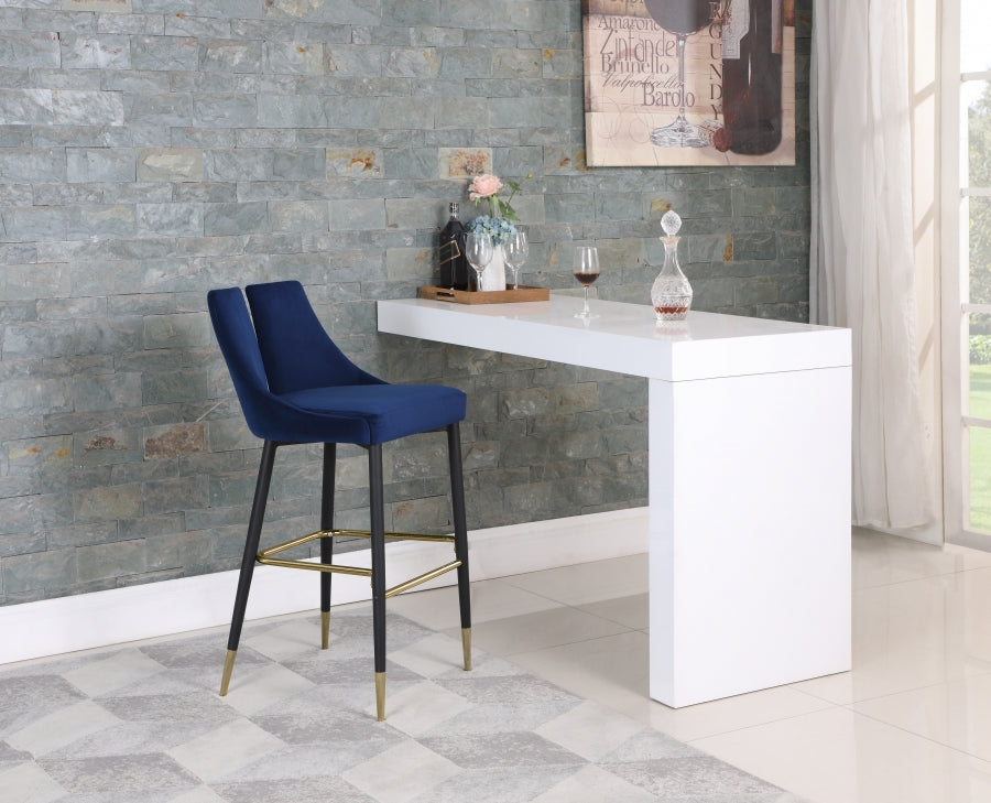 Sleek Velvet Upholstered Bar Stool — 960-C - Blue - 960Navy-C alternate view 1
