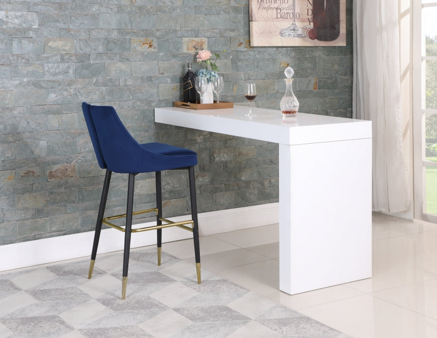 Sleek Velvet Upholstered Bar Stool — 960-C - Blue - 960Navy-C alternate view 2