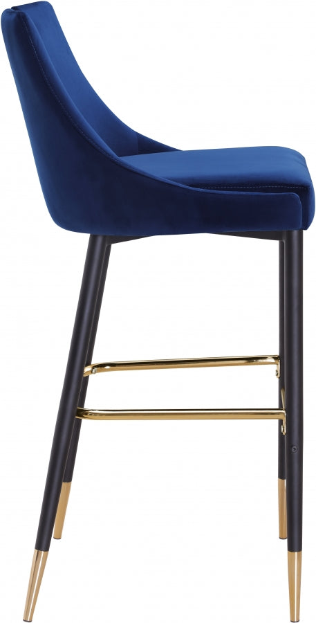 Sleek Velvet Upholstered Bar Stool — 960-C - Blue - 960Navy-C alternate view 4