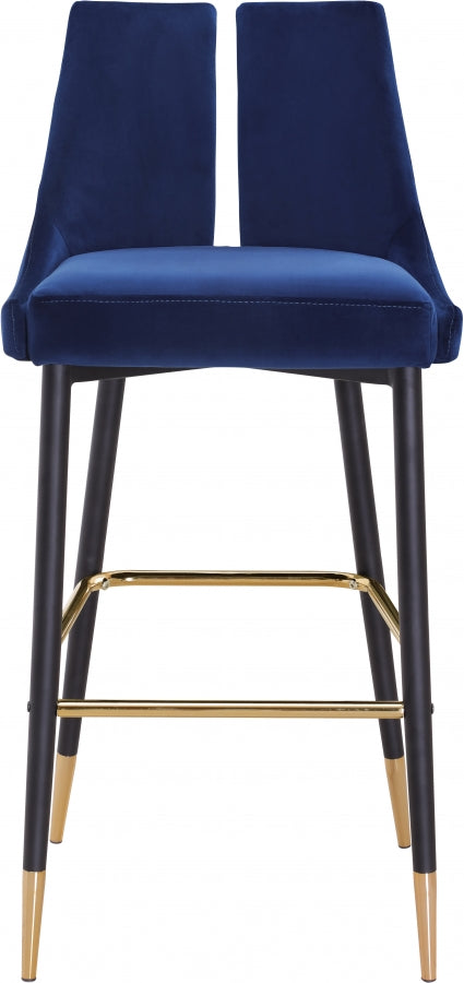 Sleek Velvet Upholstered Bar Stool — 960-C - Blue - 960Navy-C alternate view 5