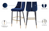 Sleek Velvet Upholstered Bar Stool — 960-C - Blue - 960Navy-C Infographic