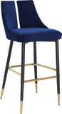 Sleek Velvet Upholstered Bar Stool — 960-C - Blue - 960Navy-C