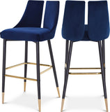 Sleek Velvet Upholstered Bar Stool — 960-C - Blue - 960Navy-C Double Chair