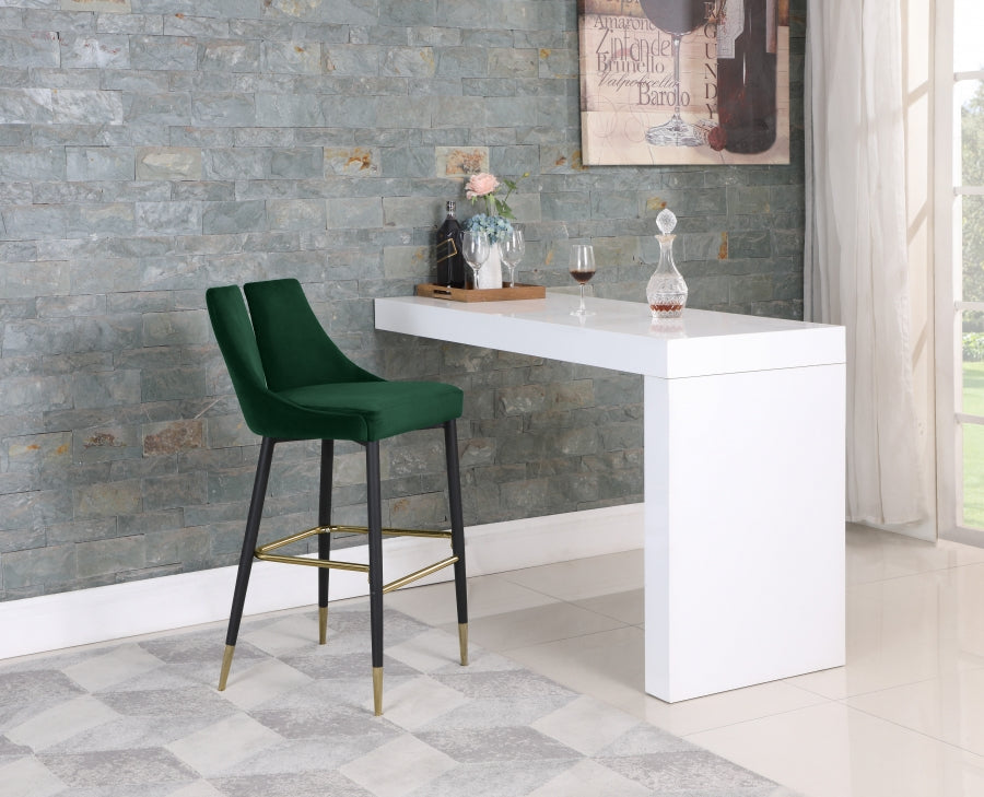 Sleek Velvet Upholstered Bar Stool — 960-C - Green - 960Green-C alternate view 1