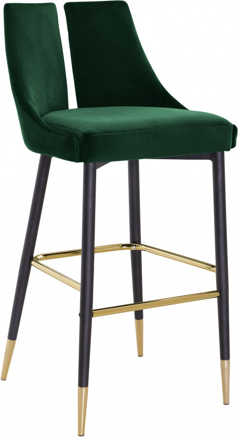 Sleek Velvet Upholstered Bar Stool — 960-C - Green - 960Green-C